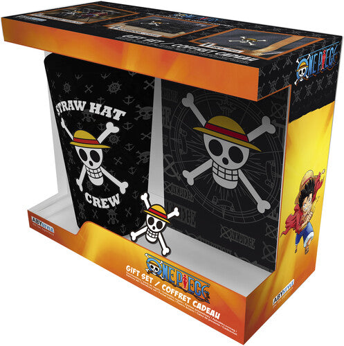 One Piece Gift Set - Glass Cup With Pin & Pocket Skull Notebook