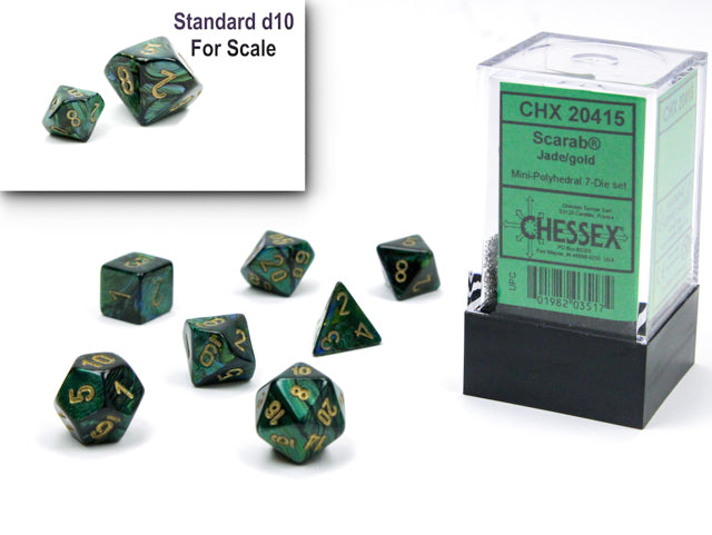 Chessex: Poly Dice Set - Scarab Mini 7PC (Jade & Gold)