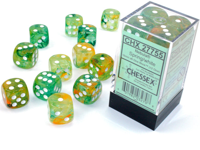 Chessex: Nebula - Luminary - 16mm D6 36PC Dice Block (Spring & White)