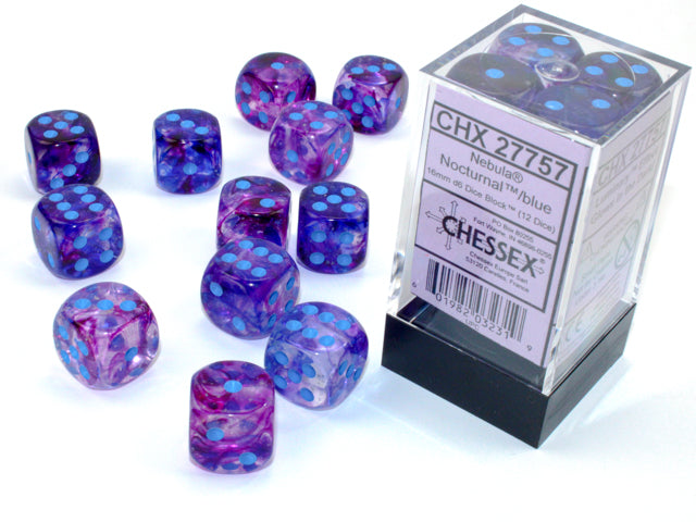 Chessex: Nebula - Luminary - 16mm D6 36PC Dice Block (Nocturnal & Blue)
