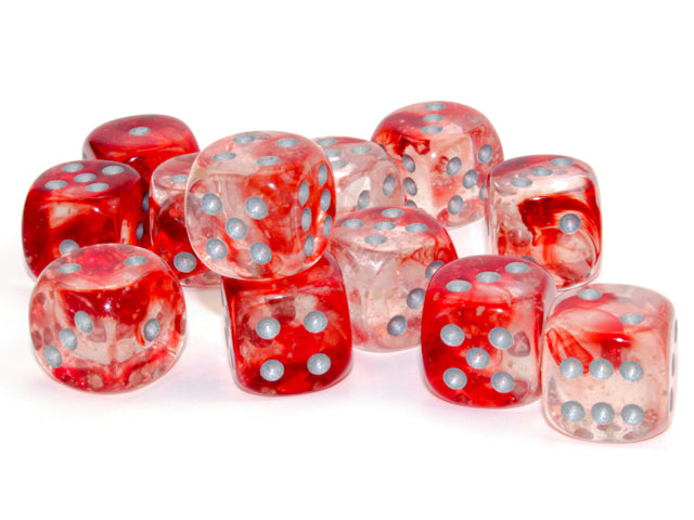 Chessex: Nebula - Luminary - 16mm D6 36PC Dice Block (Red & Silver)