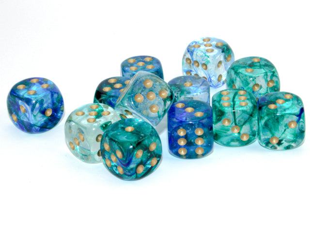 Chessex: Nebula - Luminary - 16mm D6 36PC Dice Block (Oceanic & Gold)