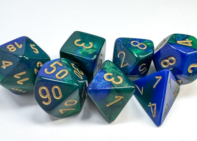 Chessex: Poly Dice Set - Gemini 7PC (Blue-Green & Gold)