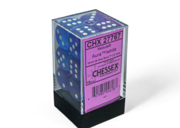 Chessex: Nebula - Luminary - 16mm D6 36PC Dice Block (Aura & White)