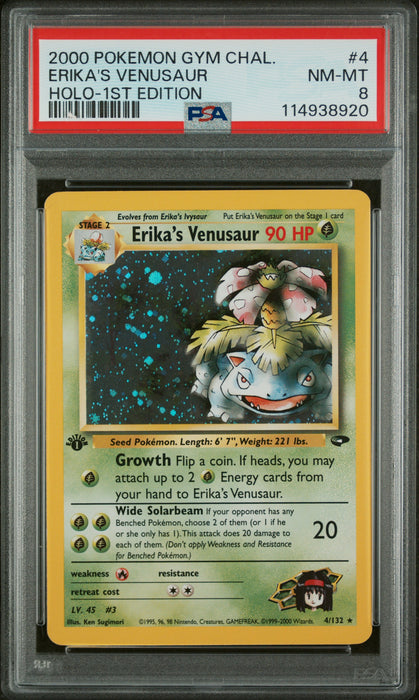 ERIKA'S VENUSAUR HOLO-1ST EDITION 2000 POKEMON GYM CHALLENGE PSA 8
