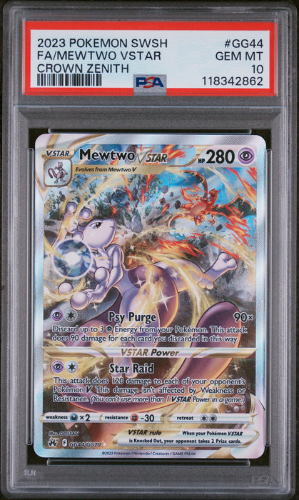MEWTWO VSTAR CROWN ZENITH 2023 POKEMON SWORD AND SHIELD CROWN ZENITH PSA 10