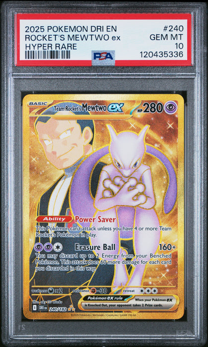 ROCKET'S MEWTWO ex HYPER RARE 2025 POKEMON DRI EN-DESTINED RIVALS PSA 10