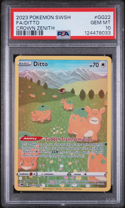 DITTO CROWN ZENITH 2023 POKEMON SWORD AND SHIELD CROWN ZENITH PSA 10