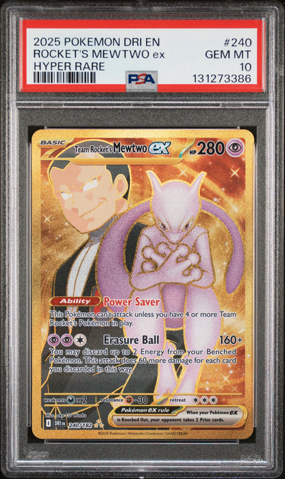 ROCKET'S MEWTWO ex HYPER RARE 2025 POKEMON DRI EN-DESTINED RIVALS PSA 10
