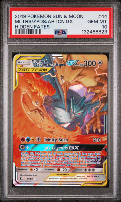 MLTRS/ZPDS/ARTCN.GX HIDDEN FATES 2019 POKEMON SUN & MOON HIDDEN FATES PSA 10