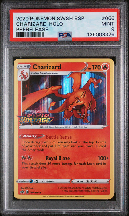 CHARIZARD-HOLO PRERELEASE 2020 POKEMON SWSH BLACK STAR PROMO PSA 9