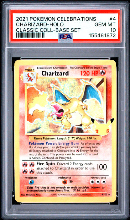 CHARIZARD-HOLO CLASSIC COLL-BASE SET 2021 POKEMON CELEBRATIONS CLASSIC COLLECTION PSA 10
