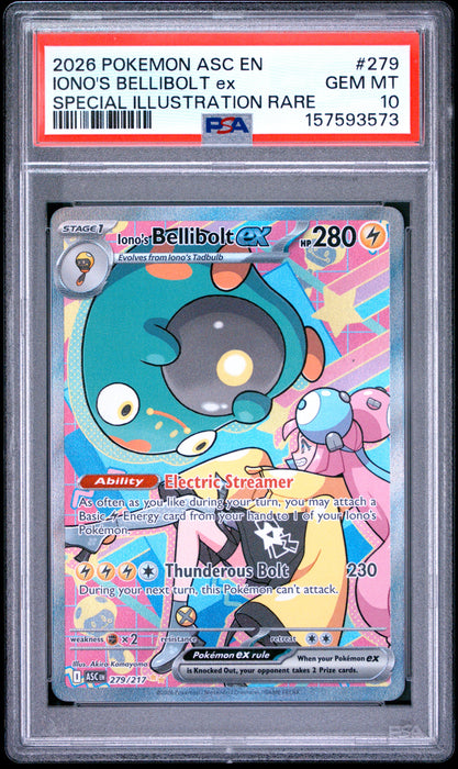 IONO'S BELLIBOLT ex SPECIAL ILLUSTRATION RARE 2026 POKEMON ASC EN-ASCENDED HEROES PSA 10