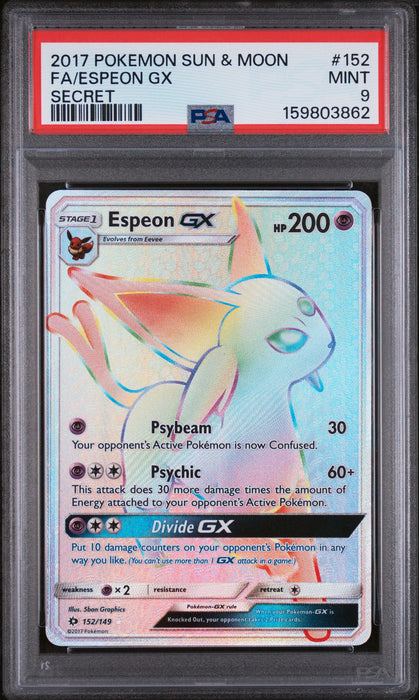 ESPEON GX SECRET 2017 POKEMON SUN & MOON PSA 9