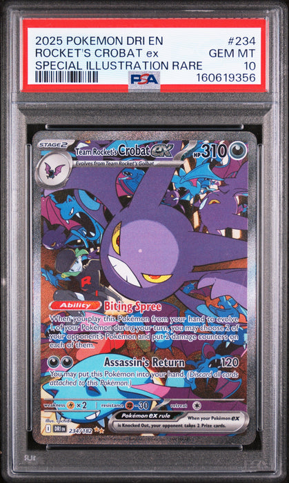 ROCKET'S CROBAT ex SPECIAL ILLUSTRATION RARE 2025 POKEMON DRI EN-DESTINED RIVALS PSA 10