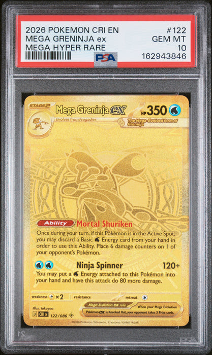MEGA GRENINJA ex MEGA HYPER RARE 2026 POKEMON CRI EN-CHAOS RISING PSA 10