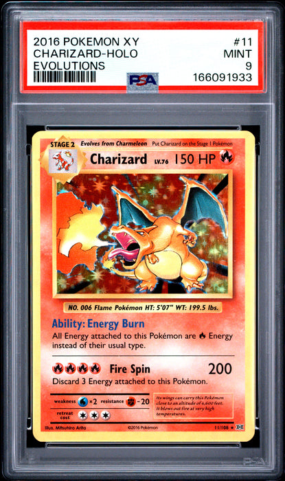CHARIZARD-HOLO EVOLUTIONS 2016 POKEMON XY EVOLUTIONS PSA 9