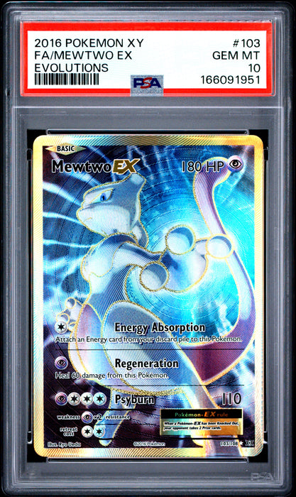 FA/MEWTWO EX EVOLUTIONS 2016 POKEMON XY EVOLUTIONS PSA 10