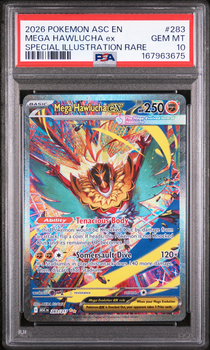 MEGA HAWLUCHA ex SPECIAL ILLUSTRATION RARE 2026 POKEMON ASC EN-ASCENDED HEROES PSA 10