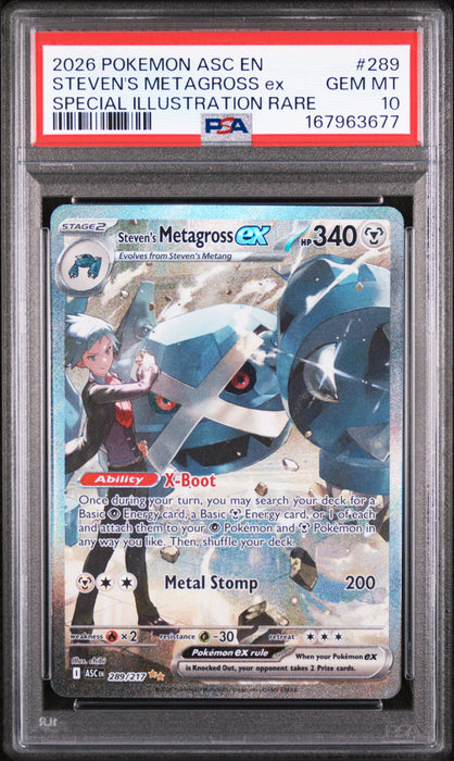 STEVEN'S METAGROSS ex SPECIAL ILLUSTRATION RARE 2026 POKEMON ASC EN-ASCENDED HEROES PSA 10