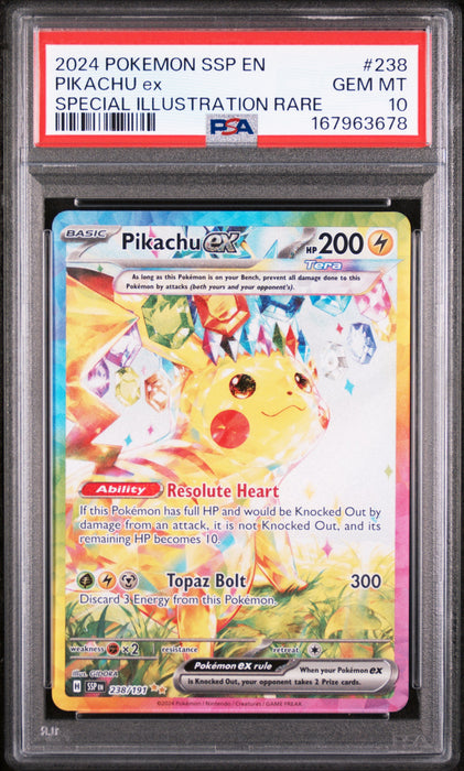 PIKACHU ex SPECIAL ILLUSTRATION RARE 2024 POKEMON SSP EN-SURGING SPARKS PSA 10