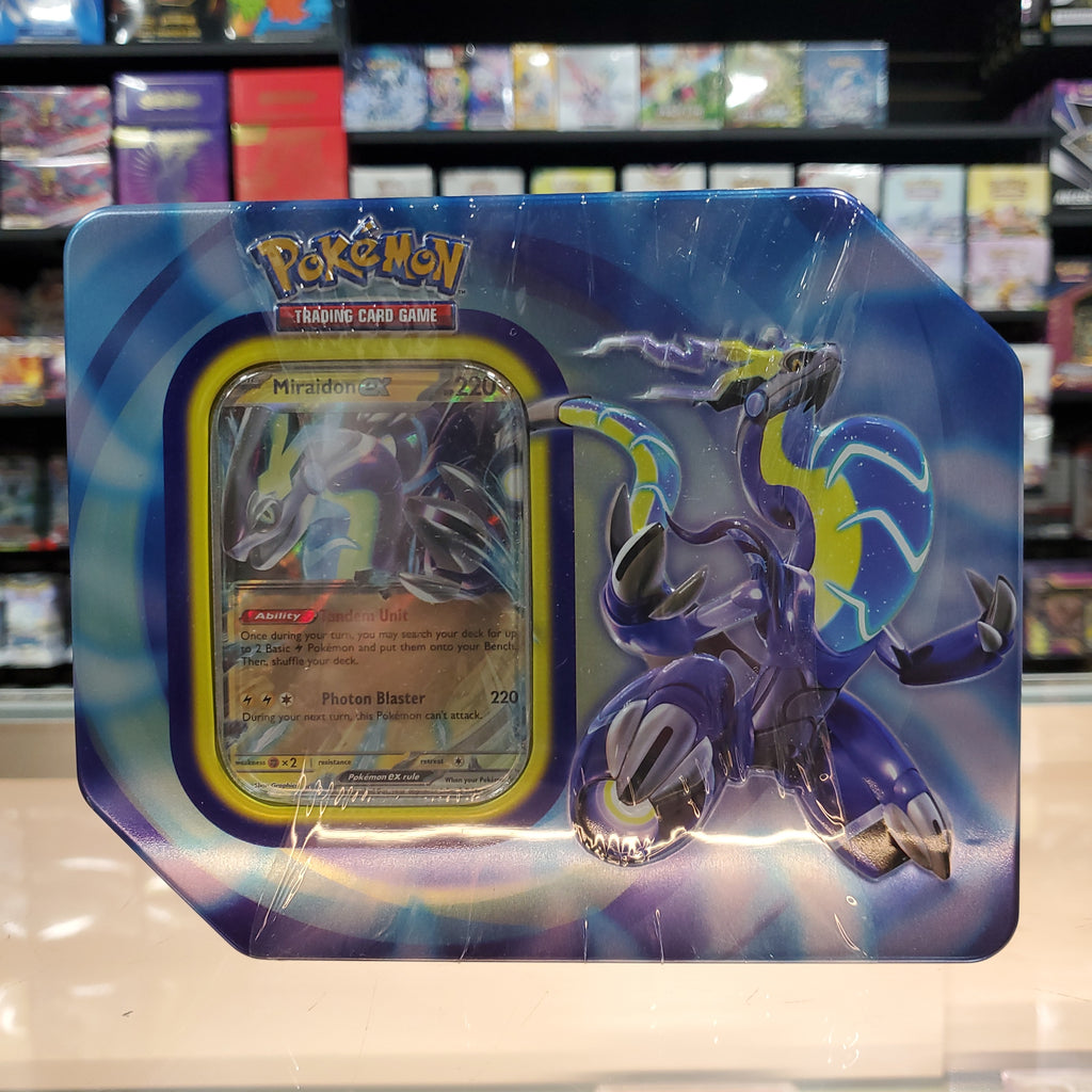 Pokmon TCG: Paldea Legends Tins (Miraidon ex) Smoke and Mirrors Hobby Pokmon TCG: Paldea Legends Tins (Miraidon ex) Smoke and Mirrors Hobby