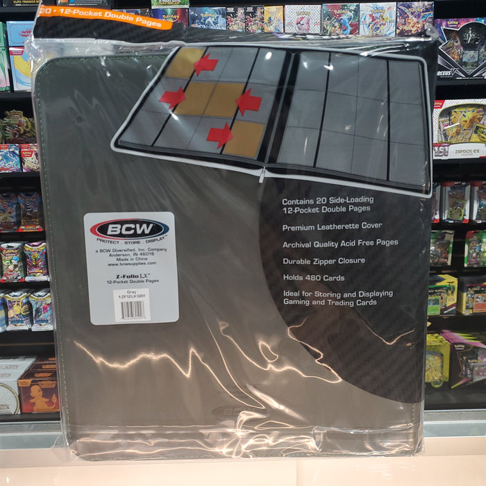 BCW: 12 Pocket Z-Folio LX Zipper Binder (Gray)