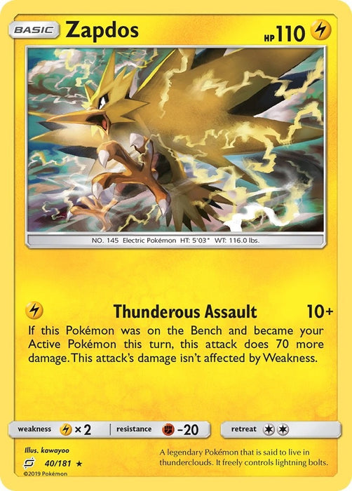 Image for Zapdos (40/181) (SM9) - Pokemon