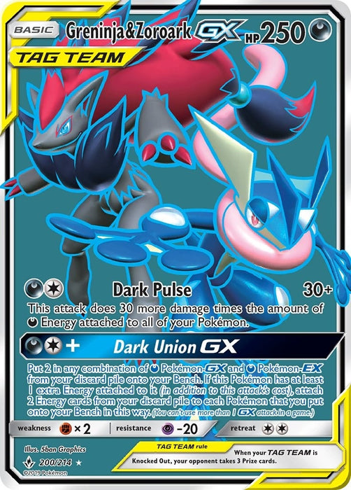 Greninja & Zoroark GX (200) (Full Art) (200/214) (SM10)
