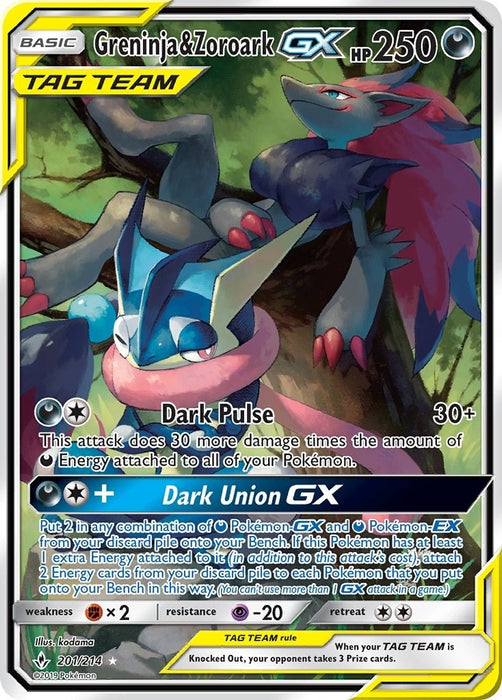 Greninja & Zoroark GX (201) (Alternate Full Art) (201/214) (SM10)