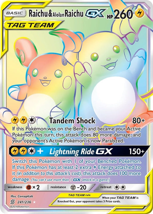 Raichu & Alolan Raichu GX (Secret) (241/236) (SM11)