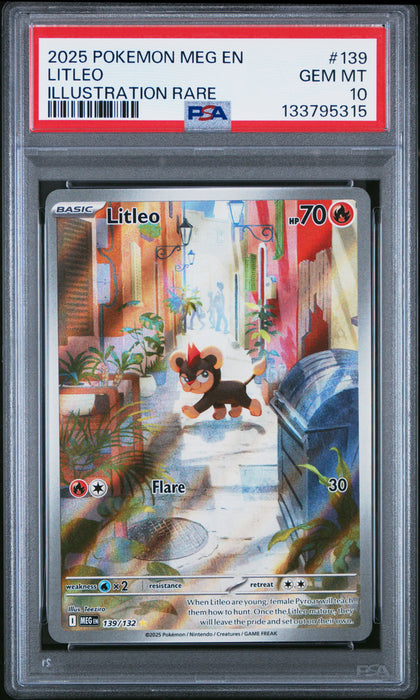 LITLEO ILLUSTRATION RARE 2025 POKEMON MEG EN-MEGA EVOLUTION PSA GEM MT 10