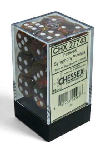 Chessex: Festive - 16mm D6 36PC Dice Block (Symphony & White)