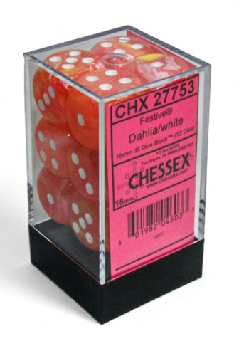 Chessex: Festive - 16mm D6 36PC Dice Block (Dahlia & White)