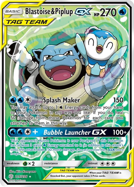 Image for Blastoise & Piplup GX (Alternate Full Art) (215/236) (SM12) - Pokemon