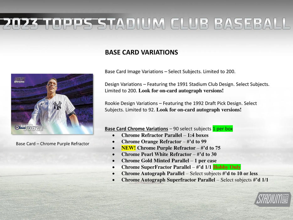 2023 Stadium Club Baseball Hobby Box
