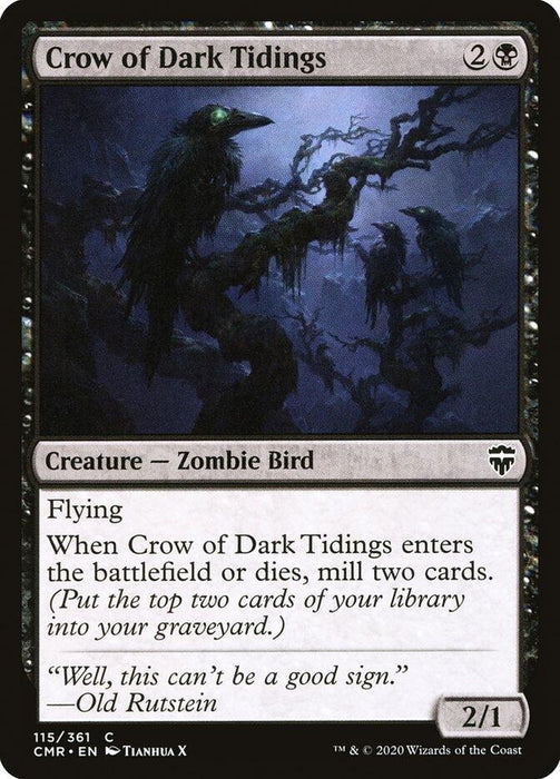 Image for Crow of Dark Tidings (115) (CMR) - Magic: The Gathering