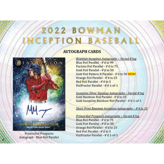 2022 Bowman Inception Baseball Hobby Box