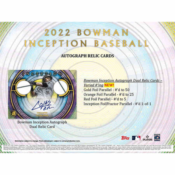 2022 Bowman Inception Baseball Hobby Box