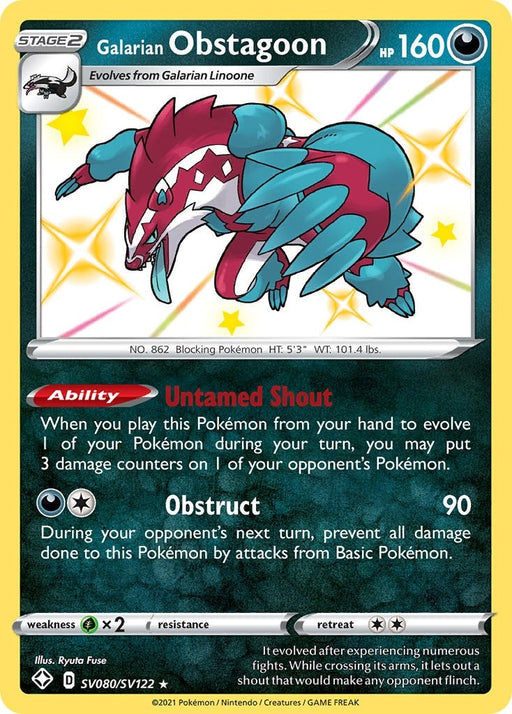 Image for Galarian Obstagoon (SV080/SV122) (SHFSV) - Pokemon