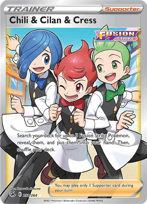 Image for Chili & Cilan & Cress (Full Art) (258/264) (SWSH08) - Pokemon