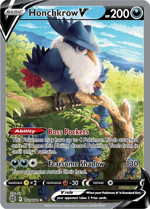 Image for Honchkrow V (Alternate Full Art) (162/172) (SWSH09) - Pokemon