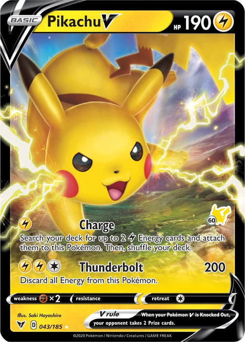 Pikachu V - 043/185 (#60 Pikachu Stamped) (043/185) (BA22)