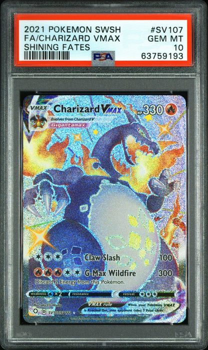 FA/CHARIZARD VMAX SHINING FATES 2021 POKEMON SWORD & SHIELD SHINING FATES PSA GEM MT 10