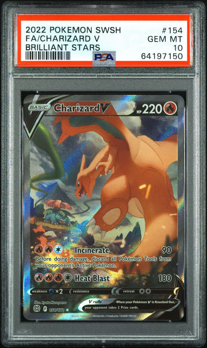 FA/CHARIZARD V BRILLIANT STARS 2022 POKEMON SWORD & SHIELD BRILLIANT STARS PSA GEM MT 10