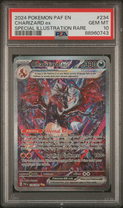 CHARIZARD ex SPECIAL ILLUSTRATION RARE 2024 POKEMON PAF EN-PALDEAN FATES PSA GEM MT 10