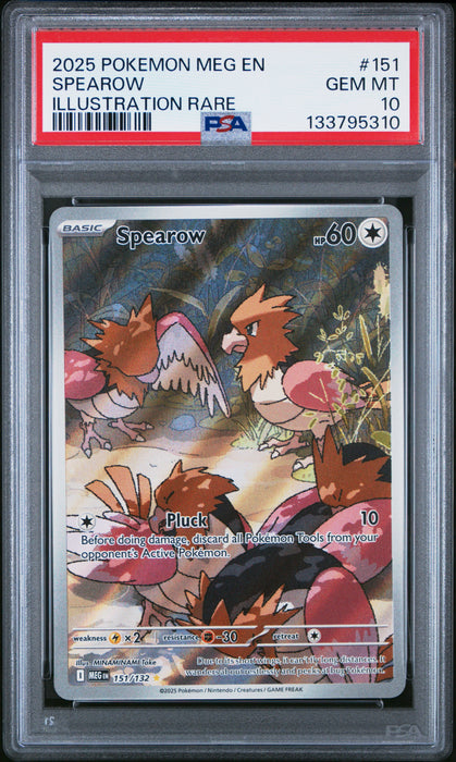 SPEAROW ILLUSTRATION RARE 2025 POKEMON MEG EN-MEGA EVOLUTION PSA GEM MT 10