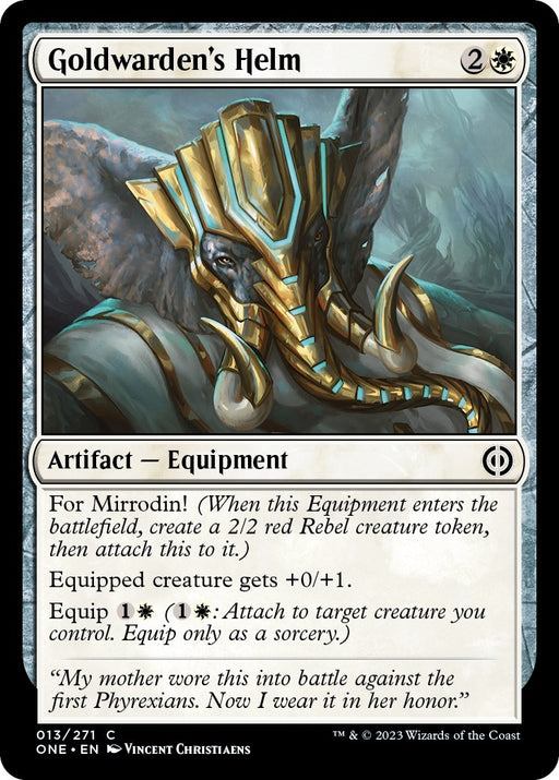 Image for Goldwarden's Helm (13) (ONE) - Magic: The Gathering
