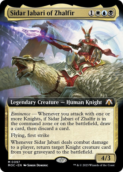 Image for Sidar Jabari of Zhalfir (Extended Art) (97) (MOC) - Magic: The Gathering