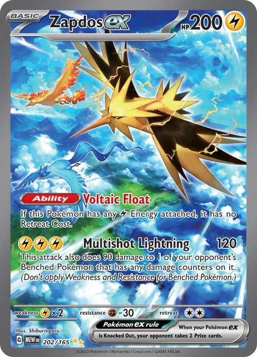 Image for Zapdos ex (202/165) (MEW) - Pokemon